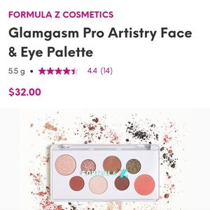 NEW FORMULA Z COSMETICS glamgasm pro artisty face & eye palette full size